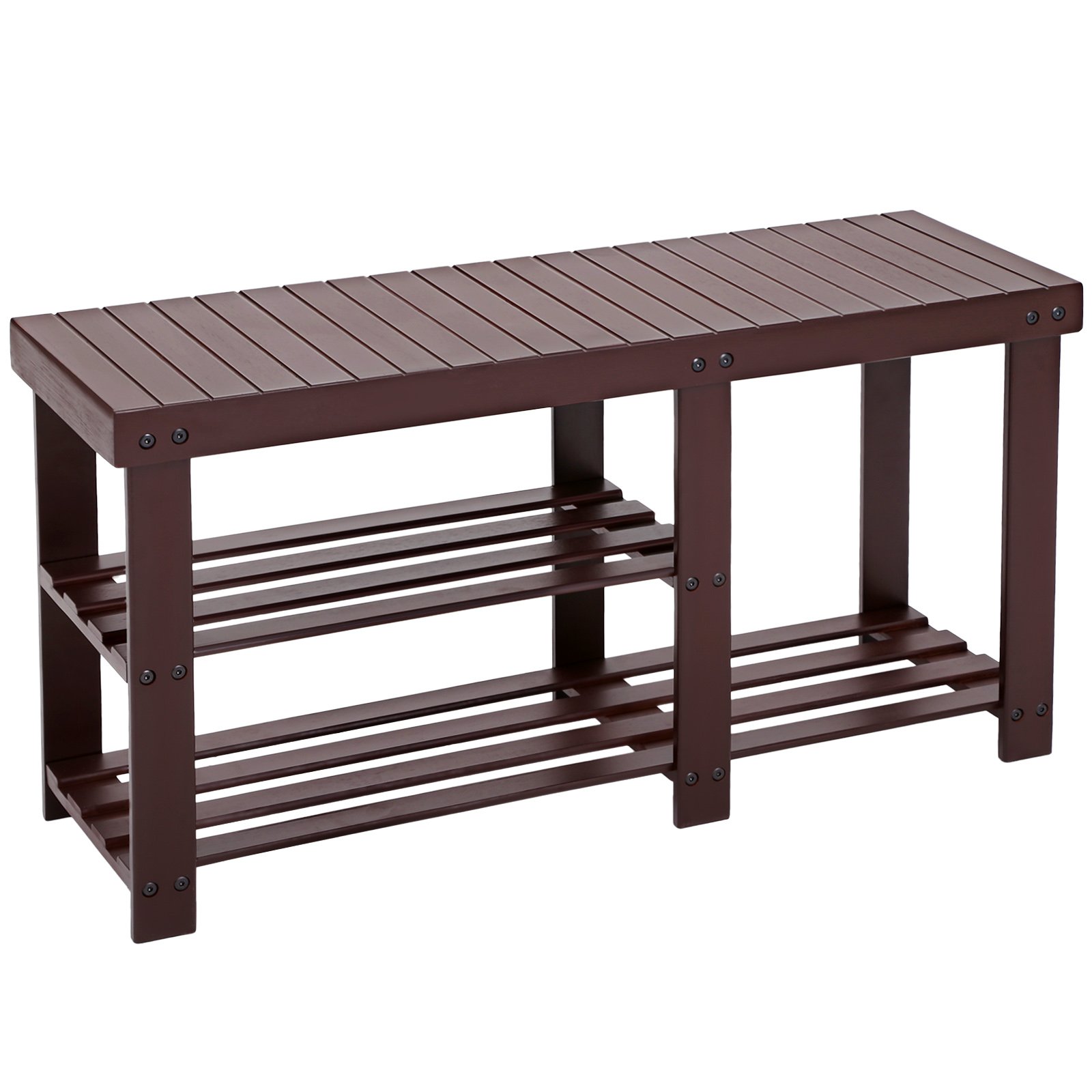 SONGMICS Bamboo Shoe Rack Bench for Boots, Entryway Storage Organizer