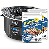 KOOC Slow Cooker Liners 14"x22" 20 Count Extra Large Size Disposable Pot Liners Cooking Bags Fit 6 qt to 10 qt Pot BPA Free F