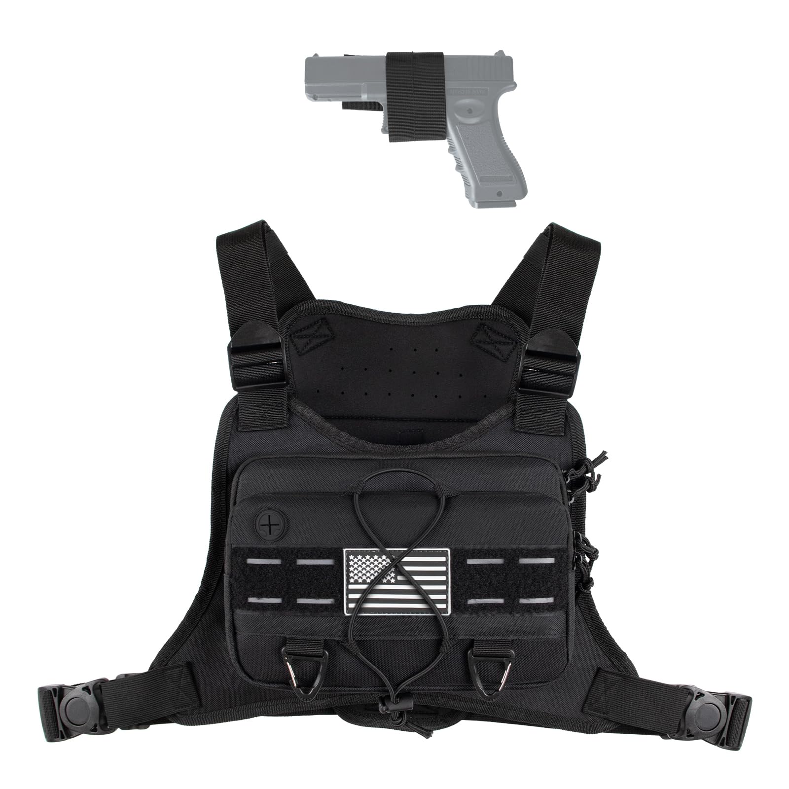 Photo 1 of Outdoor Sports Chest Bag for Men with Phone Holder, Breathable Running Chest Pack Fits Most Pistols,EDC Travel Running Vest Pouch, Tactical Chest Bag for Hiking, Workout, Cycling and Walking Dog