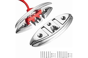 TINGZHIGO Boat Folding Cleats 5 inch 2 Packs, Marine Flip-up Metal Dock Cleats, 316 Stainless Steel, with Screws and Locking 