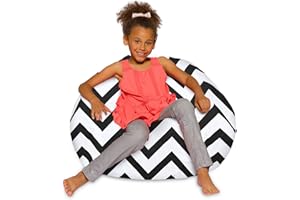 POSH CREATIONS Posh Beanbags Bean Bag Chair, Large-38in, Canvas Chevron Black and White