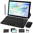 Tablet with Keyboard Android 15 Tablets 2 in 1 Tablet 18GB+128GB Supports 2TB Expansion 10 inch Tablets include Case Mouse Stylus 6000mAh Battery 2MP+8MP Dual Camera 5G-WiFi-6 Bluetooth 10.1" Tableta