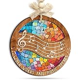 KILYHOME Music Melody Wooden Ornament – Holiday Musical Notes Treble Clef Decoration – “When Words Fail Music Speaks”, Xmas Ornaments for Musicians, Singers & Song Lovers