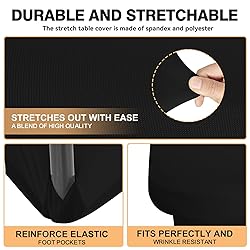 6 Pack 6 Feet Black Spandex Tablecloth for