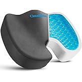 CloudBliss Gel Seat Cushion - Cooling Gel Enhanced, Memory Foam, Ergonomic Seat Cushion for Long Sitting for Office, Game, Car, Airplane (Large, Grey)
