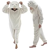 AILMQYJL Snug Fit Unisex Adult Onesie Pajamas, Flannel Animal Cosplay One Piece Halloween Costume hooded Sleepwear Homewear