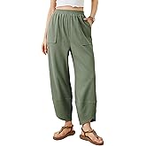 Xiaoxuemeng Womens Baggy Wide Leg Pants Casual Elastic Waisted Palazzo Harem Pants with Pockets