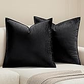 MIULEE Pack of 2 Decorative Velvet Throw Pillow Cover Soft Pillowcase Solid Square Cushion Case for Sofa Bedroom Car 20x20 Inch 50x50 Cm Black