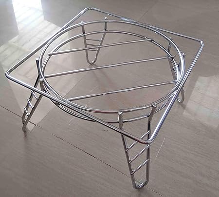 G-KARUNA Big Water Pot and Matka Stand Stainless Steel Pot Stand, Plant Pot Stand (10 x 10 x 6 inchs)