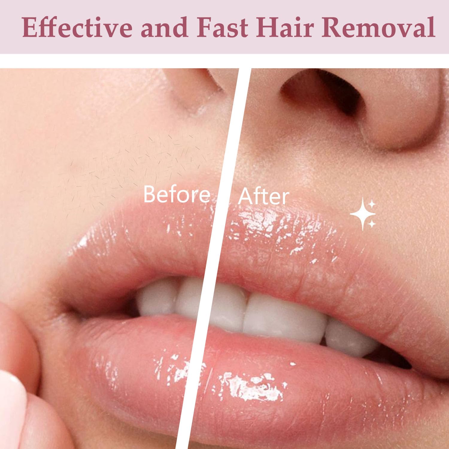 Women Facial Hair Removal Device, Electric Face Shaver, Portable Face Razor, Rechargeable Painless Hair Remover with 3 Replacement Heads for Face, Upper Lip Chin (Rose Gold)