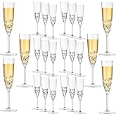 24 Pack Plastic Champagne Flutes, Shatterproof Reusable Fancy Crystal Clear Champagne Glasses, 5 oz Acrylic Unbreakable Elegant Party Drinking Cocktail Wine Glasses Wedding Birthday Bar Goblets