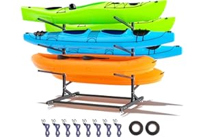 RDCMKL Freestanding Kayak Storage Rack, Heavy Duty Adjustable Stand for Kayaks, SUPs, Paddleboards, Canoes, Weatherproof