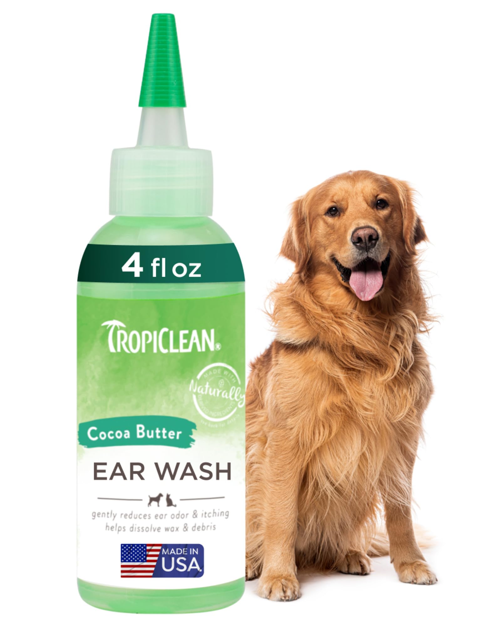 TropiClean Dog Ear Wash Grooming Supplies - Alcohol Free Ear Cleaning Solution for Dogs & Cats - Gently Dissolves Wax & Debris - Removes Odour, Soothes Itching & Infection, Kiwi Blossom, 236ml