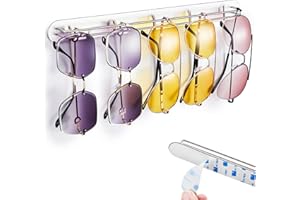 LOXSUN Sunglasses Organizer, Glasses Holder Wall Mounted, Adhesive Eyeglass Holder for Multiple Glasses Storage, Stainless Steel Sunglass Holder for Wall, Glasses Organizer for Women and Men