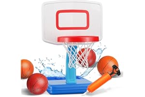 UNIH Basketball Hoop - Swimming Pool Basketball Hoop Adjustable Poolside Set with 4 Balls and Pump, Pool Games Water Basketball Hoops Pool Toys for Kids Teens and Adults