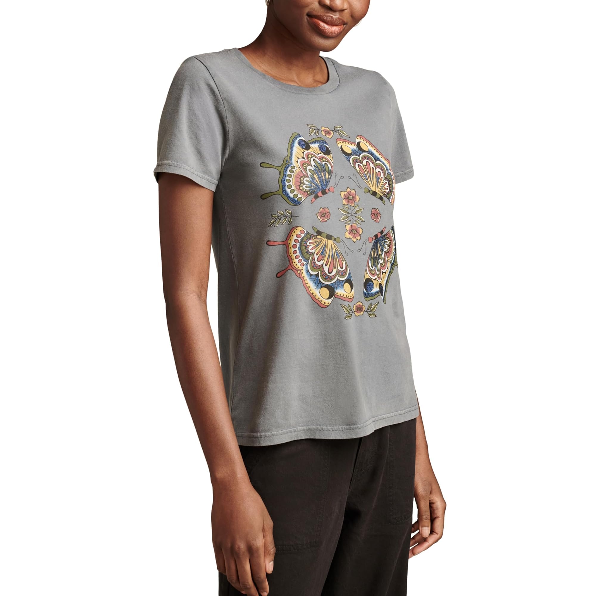 Lucky Brand Women’s Classic Crew Neck Tee, Dark Slate