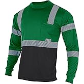 VENDACE Safety Reflective High Visibility Long Sleeve Shirts ANSI Class 3 Hi Vis Construction Work T Shirts for Men