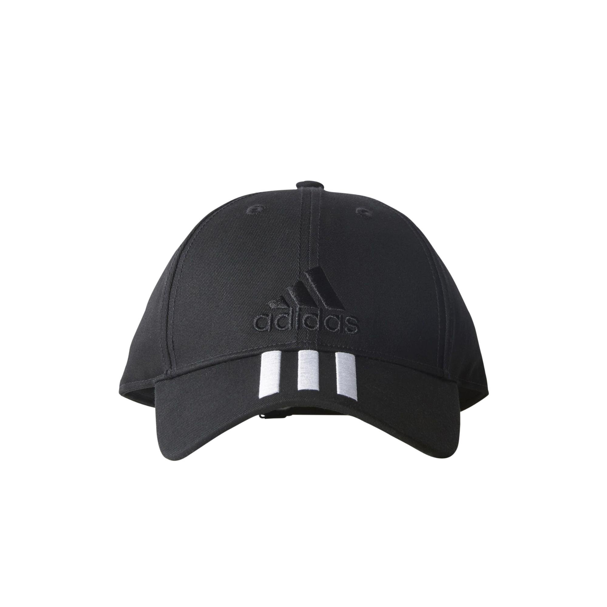 Adidas Men Six-Panel Classic 3-Stripes Cap - Black/White/Black, One Size