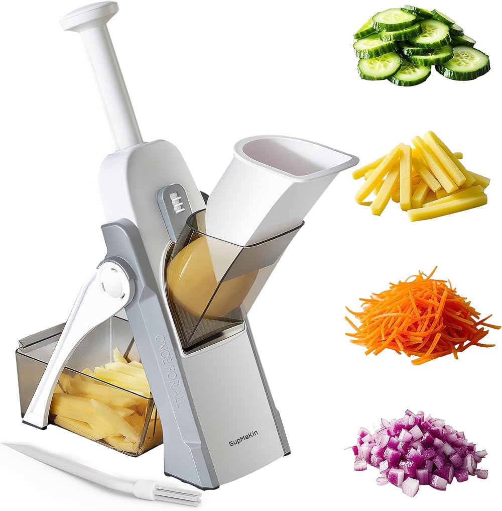 SupMaKin Safest Mandoline Slicer 4 Modes 40 Thicknesses with Guard Gray