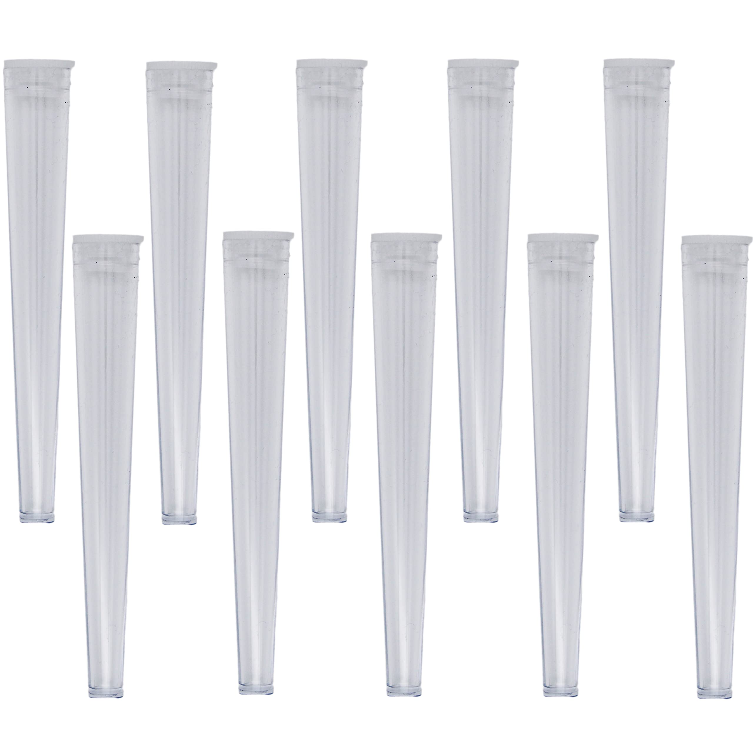 Cherry-on-Top King Size Cone Holder Air Tight Hard Plastic Tube Smoking Rolling Cig Tube, 10 Holder, Clear Solid