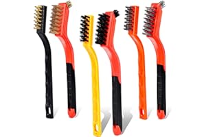 RKIIQII Wire Brush Set, 6 Pcs Professional Wire Brushes for Cleaning Rust, Stainless Steel/Brass/Nylon Brushes, Small Wire Brush with Arc-shaped Handle, Used for Rust Removal, Dirt Removal & Cleaning Crevices