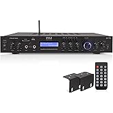 Pyle 5 Channel Rack Mount Bluetooth Amplifier Receiver - Home Theater Amp, Speaker Amplifier, Bluetooth Wireless Streaming, MP3/USB/SD/AUX/FM Radio, 200Watt, w/Digital ID3 LCD Display from - PDA7BU.5