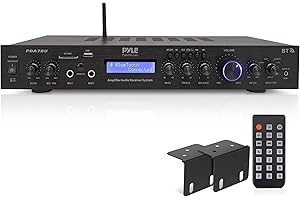 Pyle 5 Channel Rack Mount Bluetooth Amplifier Receiver - Home Theater Amp, Speaker Amplifier, Bluetooth Wireless Streaming, MP3/USB/SD/AUX/FM Radio, 200Watt, w/Digital ID3 LCD Display from - PDA7BU.5
