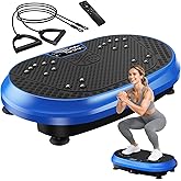 Vibration Plate Exercise Machine, Vibrating Fitness Platform for Lymphatic Drainage, Full Body Shaker Workout Equipment, Bluetooth Power Shaping Vibrate Plate, Board Sport for Home Exercise Gym, Blue