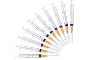 ATSUHUT Disposable 2ml Syringe with 25Ga 1.0 Inch Needle, Individual Package pack of 100