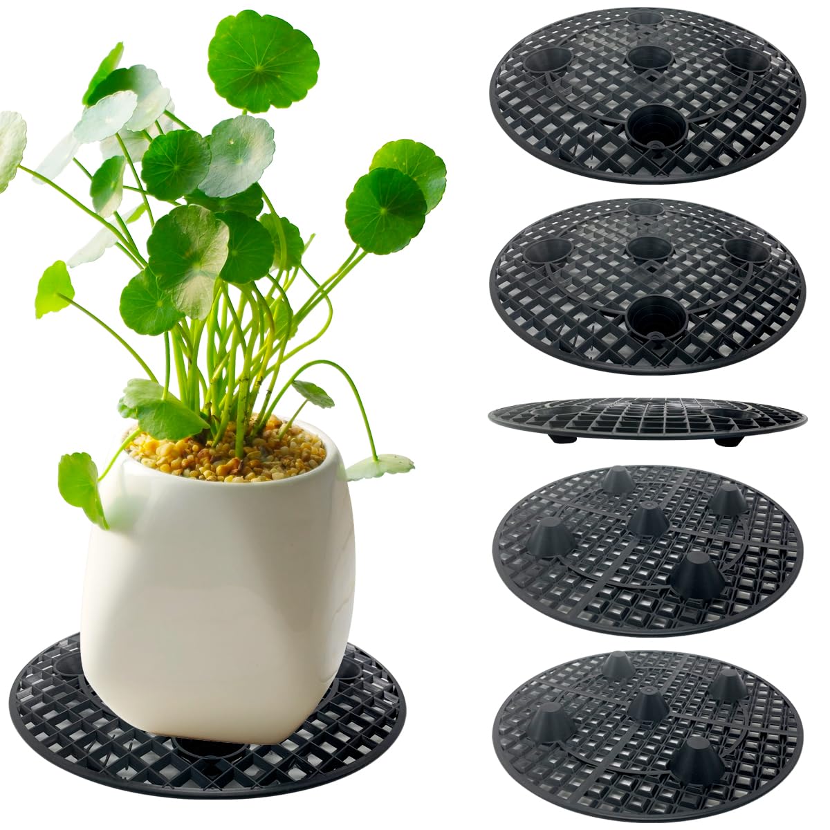 Zeromall 6PCs Plant Risers for Pots Indoor, Plant Stands, Pack Plant Elevator for Prevent Rot and Damage on Patio Deck, 11.8 inch Big Heavy Duty Plastic Plant Stands (6Pcs)