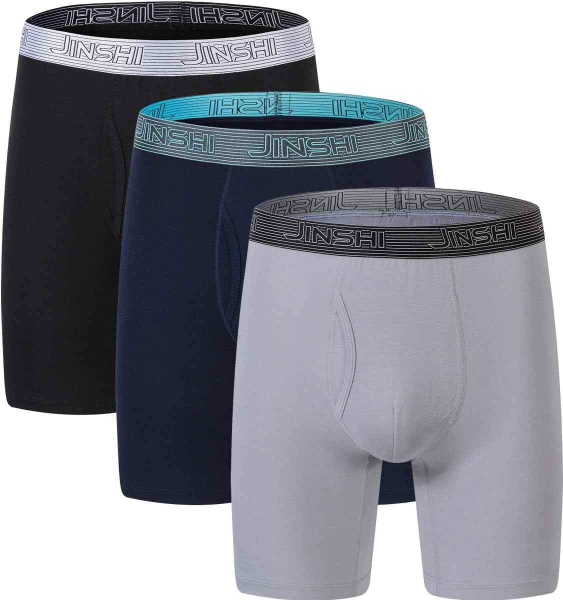 JINSHIBamboo Underwear Boxers Long Boxer Briefs for Mens