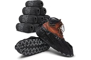 QIAN SOU Disposable Boot & Shoe Covers 100 Pairs (200 Pack) Slip Resistant Durable Large Size Fits Virtually Most Shoes Black