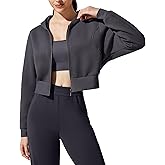 G4Free Flurrylux Women's Fleece Lined Cropped Jackets Cotton Zip Up Hoodies with Pockets Thermal Sweatshirt