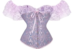 Chloefairy Sexy Women's Floral Lace Corset Off Shoulder Bustier Fishbone Overbust Corset Bodyshaper Lingerie Top