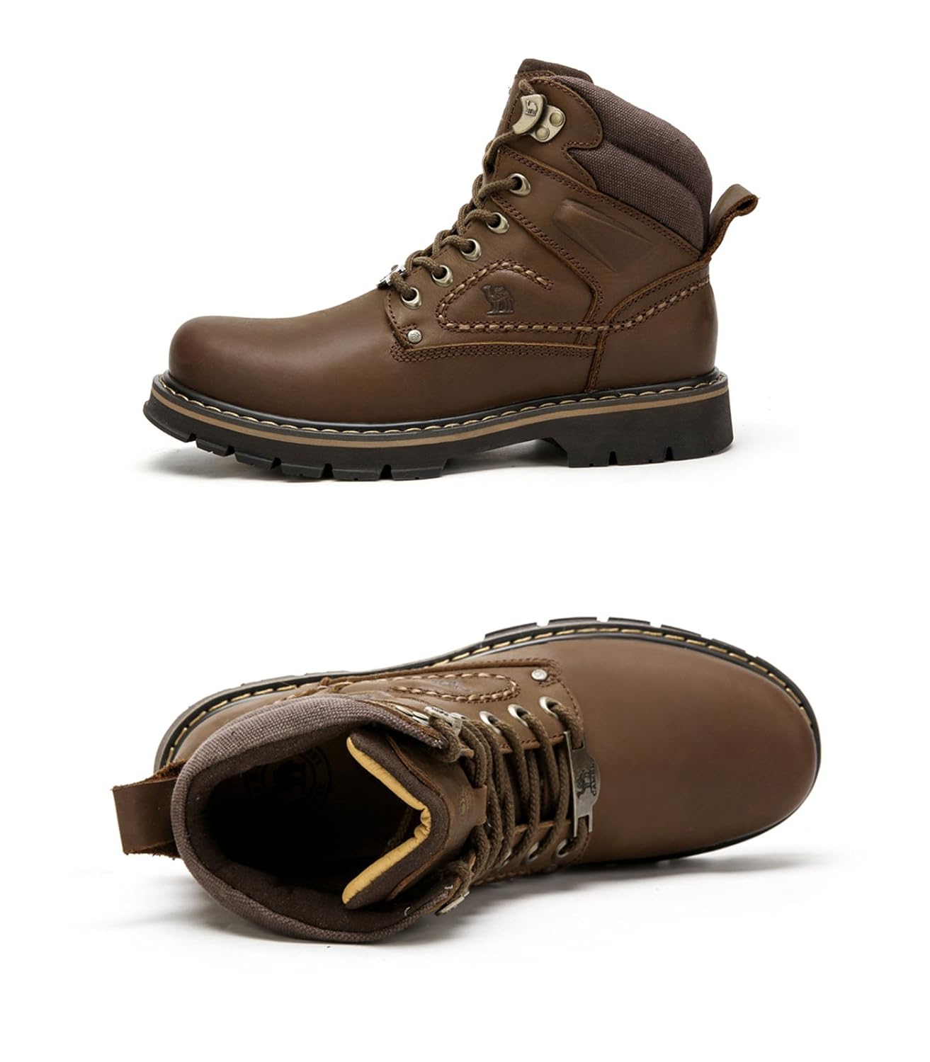 Camel Mens Work Boots Round Toe Leather Insulated Construction Non