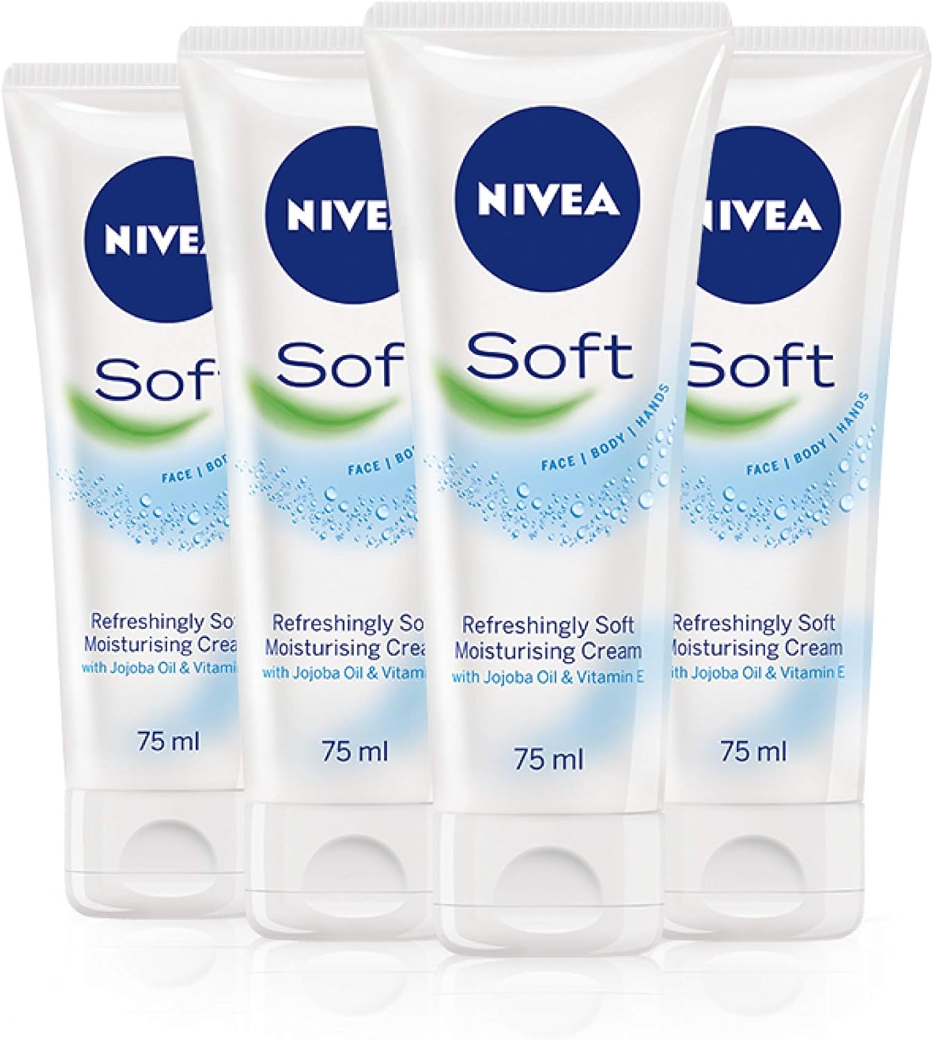 NIVEA Soft Tube (75ml), Pack of 4, Moisturising Cream for Face, Body