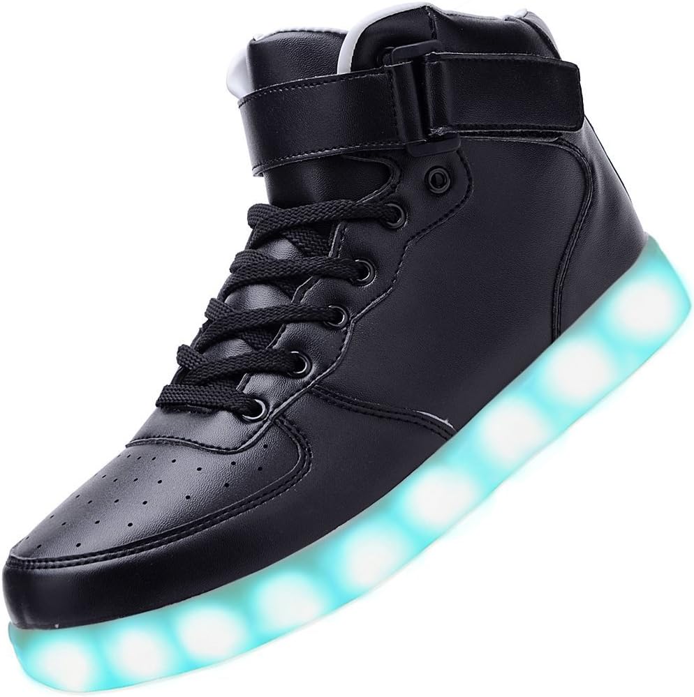 Padgene Women's Men's LED Lights Up Trainers High Top Flashing Trainers USB Charging Lace Up Couples Shoes