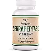 Serrapeptase 240,000 SPU Max Potency (120 Veggie Capsules) Proteolytic Enzyme for Sinus, Respiratory and Joint Health (Non-GMO, Gluten Free, Vegetarian Safe) by Double Wood