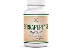 DOUBLE WOOD SUPPLEMENTS Serrapeptase 240,000 SPU Max Potency (120 Veggie Capsules) Proteolytic Enzyme for Sinus, Respiratory and Joint Health (Non-GMO, Gluten Free, Vegetarian Safe) by Double Wood