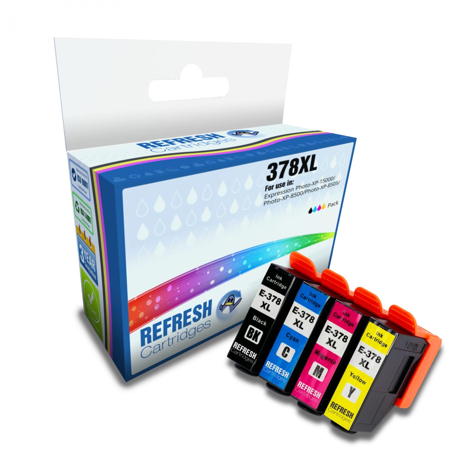 Refresh Cartridges Full Set of 4 Remanufactured Ink Cartridge Replacement for Epson 378XL High Capacity (C13T37914010 / C13T37924010 / C13T37934010 / C13T37944010)