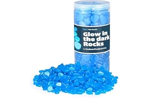 Graham Products 450 Pieces Glow in The Dark Rocks | Indoor & Outdoor Use - Garden, Fish Tank Pebbles, Planter, Walkway, Driveway Decoration & More | for Kids Aged 6 & Up | Powered by Sunlight - Blue