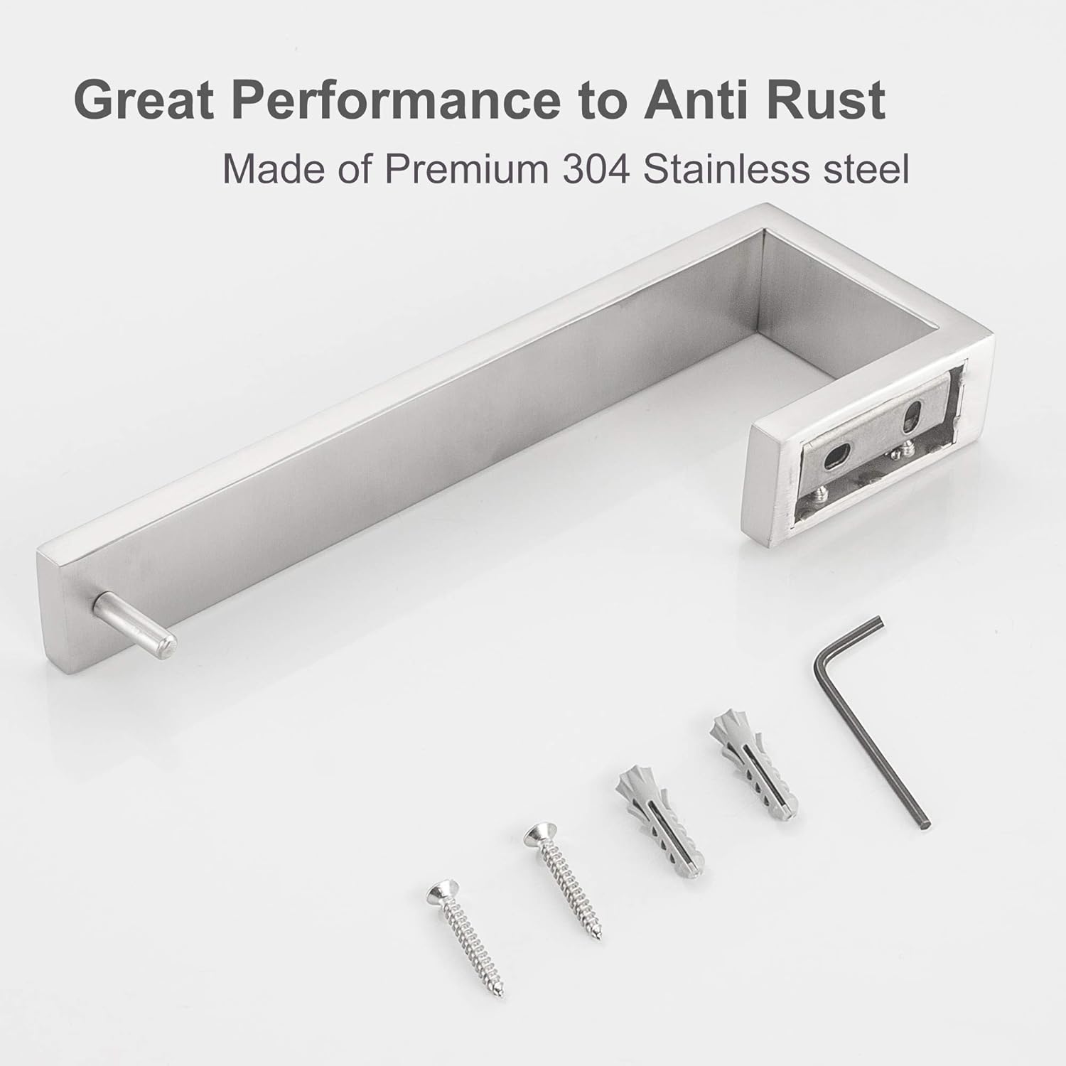Nolimas Bathroom Hardware Towel Bar SUS 304 Stainless Steel Square Towel Ring Shelf Holder Rack for Bath Kitchen Garage Heavy Duty Wall Mounted, Nickel Brushed: Home & Kitchen