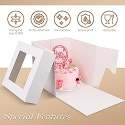 Cakebon Cake Boxes with Boards - 10 Inch Round Cake