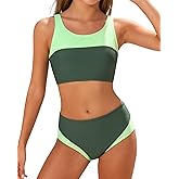 Kids4ever Girls Swimsuit 2 Piece Color Block Teen Bathing Suit Girl's Bikini Set Size 9-16Y