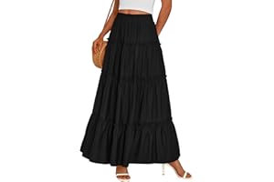PRETTYGARDEN Women's Tiered Maxi Skirt Summer Spring Fashion 2026 High Waisted Long Flowy Casual Boho Beach Vacation Clothes