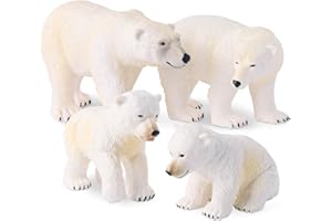 Terra by Battat – Polar Bear Family - 4 Pcs Polar Bear Animal Toys for Kids 3-Years-Old & Up