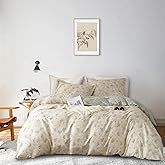 AMWAN Boho Floral Duvet Cover King Soft Cotton Floral Aesthetic Bedding Set Vintage Garden Comforter Cover, 1 King Duvet Cover with 2 Pillowcases Chic Botanical Duvet Cover with Zipper Closure