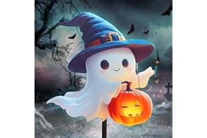 PAWATEE Halloween Ghost Decorations,Ghost Silhouette Halloween Stakes,Decorative Garden Stakes with Ghost Design Metal Yard Decorations for Outside,Decor for Porch Garden Lawn Cemetery