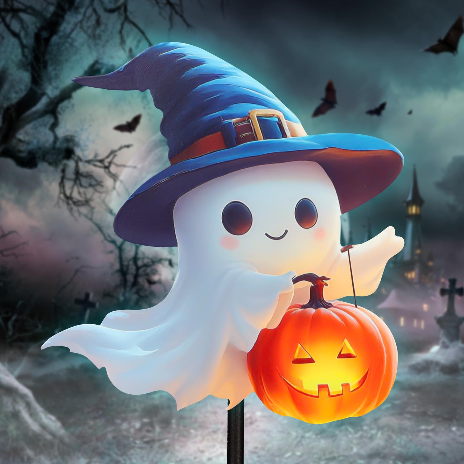Photo 1 of Halloween Ghost Decorations,Ghost Silhouette Halloween Stakes,Decorative Garden Stakes with Ghost Design Metal Yard Decorations for Outside,Decor for Porch Garden Lawn Cemetery