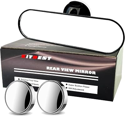 Kitbest Rear View Mirror for Driving Test Adhesive Interior Suction Cup 220x64mm